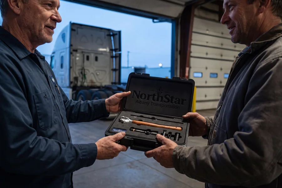 Handover at your terminal - branded kits into drivers' hands.