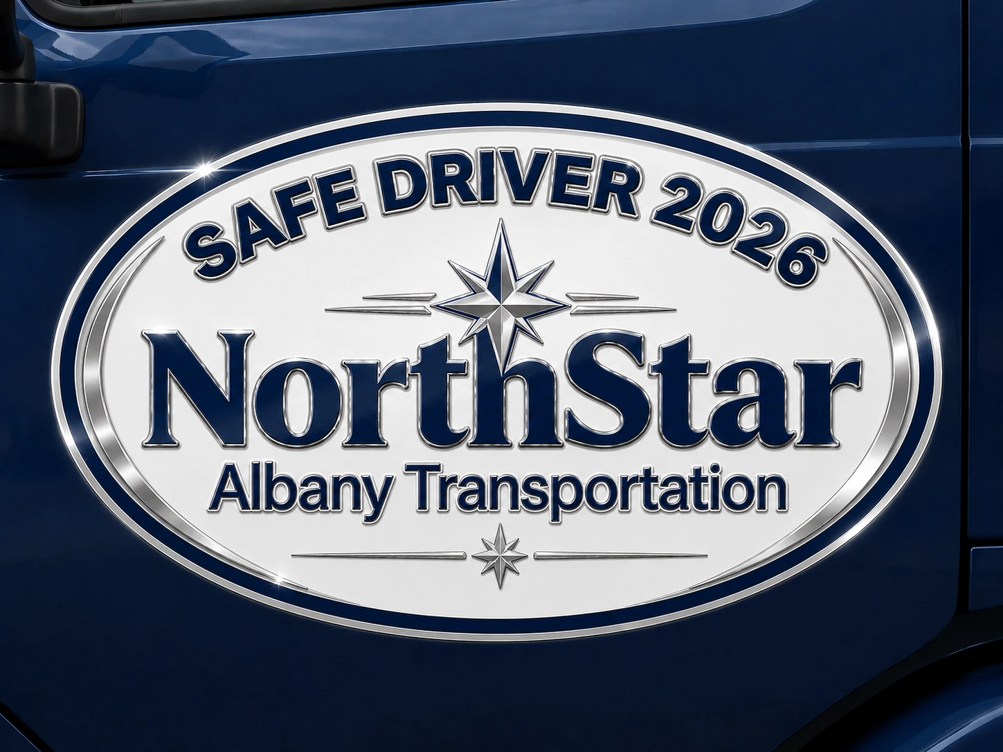 Safe Driver 2026 premium chrome vehicle door decal