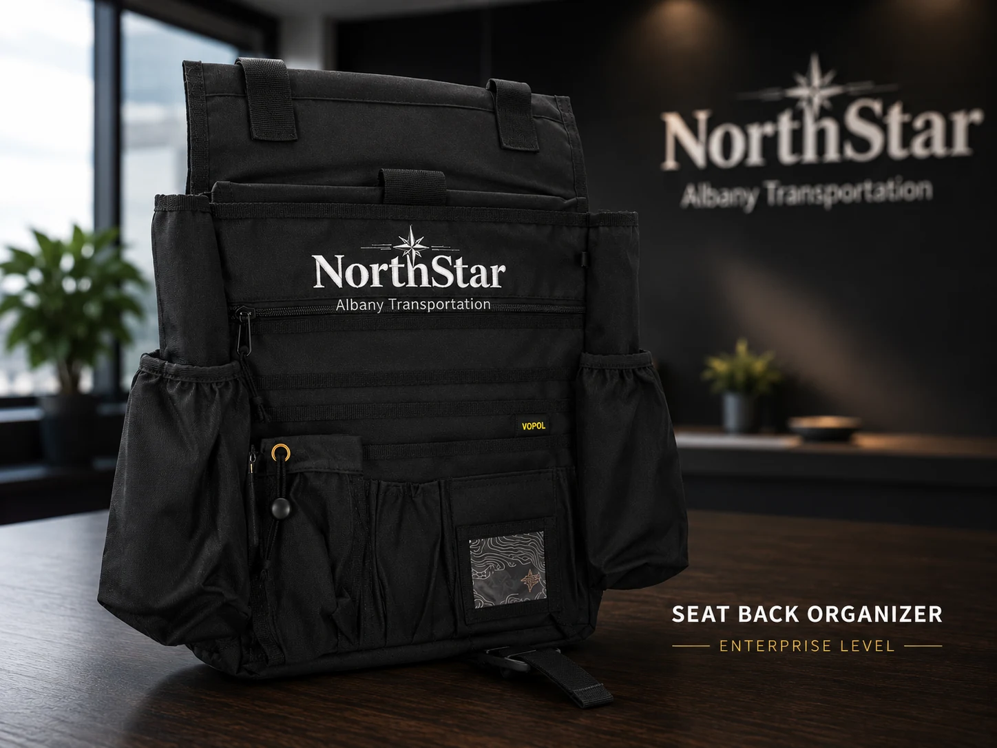 Professional Driver Seat Back Organizer — custom-branded in-cab organizer